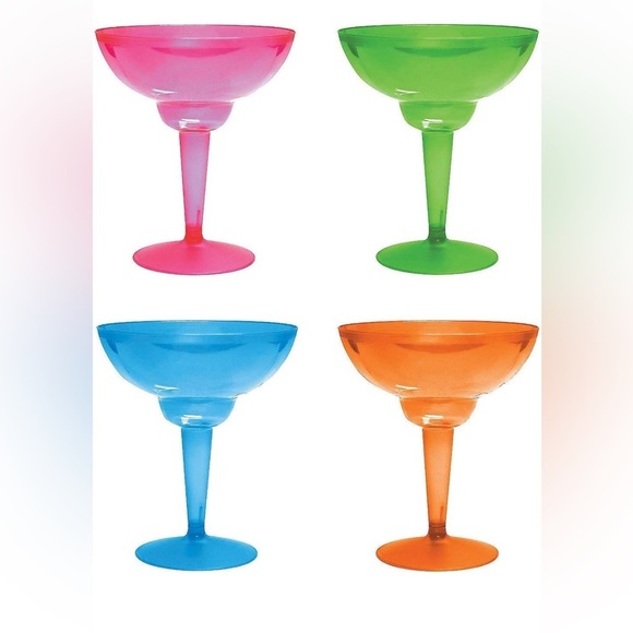 Neon Plastic Margarita Glasses - Set of 4, Each cup holds 12 oz - Fiesta - Picture 1 of 6